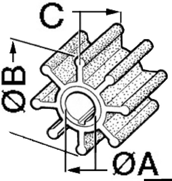 Impeller MERCURY/MARINER 2 Strokes 6/8/10/15HP / 4 Strokes 9.9/15HP