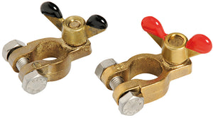 Pair of bronze clips for batteries