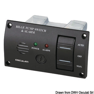 Panel switch with audible alarm for bilge pumps